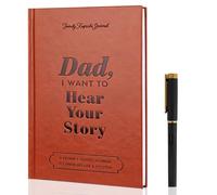 Basong Dad, I Want to Hear Your Story: Dad Journal, A Father's Guided Journal To Share His Life & His Love, tapa dura envuelta en cuero marrón, diario portátil para cumpleaños de papá