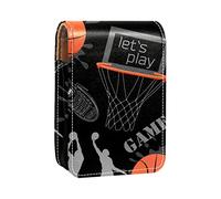 Basquetbol Let's Play - Estuche portátil para lápiz labial, mini caja de almacenamiento de lápiz labial con espejo para mujer, Varios colores, 9.5x2x7 cm/3.7x0.8x2.7 in