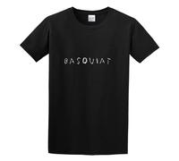 Basquiat King Crown Art Graffiti Pattern Letter Printed Unisex 100% Cotton Short-Sleeve T-Shirts Black M