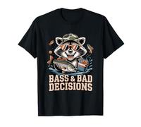 Bass & Bad Decisions Mapache Pesca Cerveza Camiseta