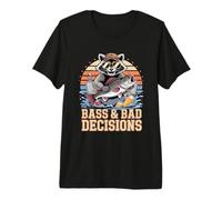 Bass & Bad Decisions Mapache Pesca Cerveza Camiseta Premium