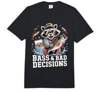 Bass & Bad Decisions Mapache Pesca Cerveza Comfort Colors Adult Heavyweight T-Shirt