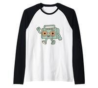 Bass Blast. Estilo Retro Boombox. Camiseta Manga Raglan