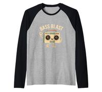 Bass Blast. Estilo Retro Boombox, Vintage. Camiseta Manga Raglan