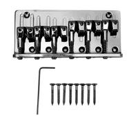 Bass Bridge Aleya de zinc fijo Tipo 6 Cadena Reemplazo de puente de bajo eléctrico para el escenario de práctica grabación de música de performance (Plata) (Negro)