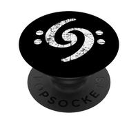 Bass Clef 69 (Blanco Vintage) Bajistas Bajista PopSockets PopGrip Adhesivo