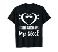 Bass Clef Musical Heart I Love Playing My Lap Steel Músico Camiseta