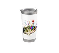 Bass Fish Cumpleaños Agua Dulce Divertido Cumpleaños Celebración Vaso térmico de acero inoxidable de doble pared