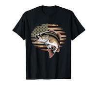 Bass Fish Fishing Camo USA Bandera Americana Largemouth Camiseta