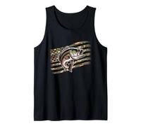 Bass Fish Fishing Camo USA Bandera Americana Largemouth Camiseta sin Mangas