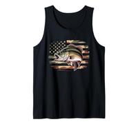 Bass Fish Fishing Camo USA Bandera Americana Largemouth Camiseta sin Mangas