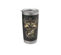 Bass Fishing Deer Antlers Camo Cross Outdoor Vaso térmico de acero inoxidable de doble pared