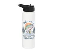 Bass Fishing Lake Life Take Me To The Water Angler Stainless Steel Insulated Water Bottle