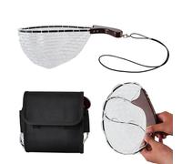 Bass Fishing Net, Foldable Fishing Net with Handle, Stainless Steel+Silicone Transportation Mesh, Anti-Slip Handle for Beach, Ponds, Salmon, Fly Fishing, Kayak, Fishing Accessories, 47x36x20cm