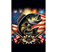 Bass Fishing Notebook: Graph Paper Journal for Anglers | American Bass Fish with USA Flags | Fishing Log, Notes & Trip Planner
