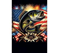 Bass Fishing Notebook: Graph Paper Journal for Anglers | American Bass Fish with USA Flags | Fishing Log, Notes & Trip Planner