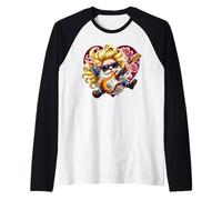 Bass Guitar Player Gnome Rocker Hands Music Heart Love Rock Camiseta Manga Raglan