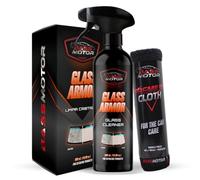Bass Motor - Limpia Cristales Coche y Moto para Interior y Exterior Limpia Desengrasa y Abrillanta con Microfibra Incluida sin Marcas ni Vaho en Cristales con Aroma Fresco - Glass Armor 500ml + Bayeta