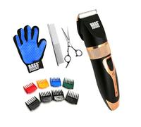 BASS POLSKA Juego de cortapelos para animales, inalámbrico, silencioso, 5600 rpm, 120 min de tiempo de funcionamiento, 8 accesorios, pinzas para garras, guante de aseo, color negro y dorado