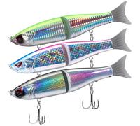 Bassdash SwimShad Glide Baits - Señuelo Articulado Deslizante 3 Unidades, Pesca en Agua Dulce/Salada para Lubina, Lucio, Salmón, Trucha, Muskellunge