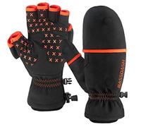 Bassdash WinteFlex Guantes de Invierno Manoplas Convertibles para Pesca en Hielo para Clima frío sin Dedos Resistentes al Agua para Hombres Mujeres Caza fotografía Senderismo