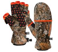 Bassdash WinteFlex Guantes de Invierno Manoplas Convertibles para Pesca en Hielo para Clima frío sin Dedos Resistentes al Agua para Hombres Mujeres Caza fotografía Senderismo