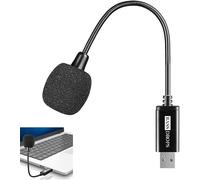 BassDrops Micrófono mini USB para laptop y computadora de escritorio, con cuello de cisne y tarjeta de sonido USB universal, compatible con PC y Mac, Plug & Play, micrófono de condensador ideal para