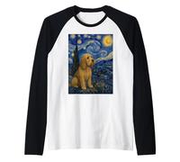 Basset Fauve de Bretagne Perro Van Gogh Noche Estrellada Camiseta Manga Raglan