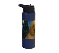Basset Fauve de Bretagne Perro Van Gogh Noche Estrellada Stainless Steel Insulated Water Bottle