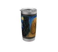 Basset Fauve de Bretagne Perro Van Gogh Noche Estrellada Vaso térmico de acero inoxidable de doble pared