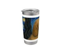 Basset Fauve de Bretagne Perro Van Gogh Noche Estrellada Vaso térmico de acero inoxidable de doble pared