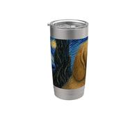 Basset Fauve de Bretagne Perro Van Gogh Noche Estrellada Vaso térmico de acero inoxidable de doble pared