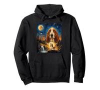 Basset Hound Aullando a la Luna Vintage Dog Sudadera con Capucha