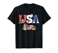 Basset Hound - Bandera estadounidense del 4 de julio para mujer, hombre y niño Camiseta