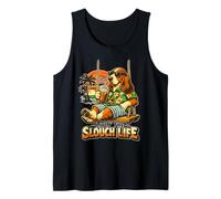 Basset Hound Bebiendo café Helado en un Columpio viviendo la Vida Camiseta sin Mangas