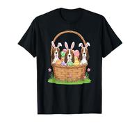 Basset Hound Bunny Cesta de Pascua Huevo Día de Pascua Mujeres Hombres Camiseta