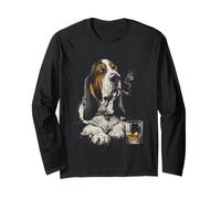 Basset Hound Cigarrillo Fumar Whisky Lover Funny Dog Manga Larga