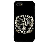 Basset Hound Dad Biker Wings Motocicleta Cool Hushpuppy Retro Carcasa para iPhone SE (2020) / 7 / 8