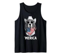 Basset Hound Dog Bandera Americana Bandana Gafas De Sol Cowboy Hot Camiseta sin Mangas