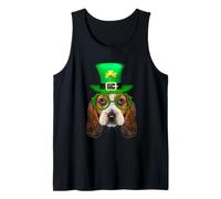 Basset Hound Dog St Patricks Day Leprechaun Lucky Shamrock Camiseta sin Mangas