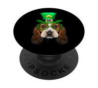Basset Hound Dog St Patricks Day Leprechaun Lucky Shamrock PopSockets PopGrip Adhesivo