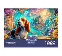 Basset Hound en Paisaje de Cuento de Hadas burbujoso Puzzle De 1000 Piezas Lindo Perro Mascota Clásico Y Desafiante, Regalo para Todas Las Edades 70x50cm/1000pcs