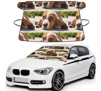 Basset Hound,Funda Protectora para Parabrisas de Coche, Resistente a la Nieve, Hielo, Sol, Rayos UV, Polvo y Agua. Apta para la mayoría de los Coches.