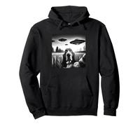 Basset Hound Funny Dog Graphic Selfie con OVNIs Extraterrestres extraños Sudadera con Capucha