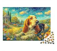 Basset Hound Garden Sturdy Cardboard Starry BÁguila Decor Jigsaw Puzzle Adults Kids Cognitive Training Logic Skill Great Gift for Birthday Housewarming Puzzle Fans 52x38cm/1000pcs
