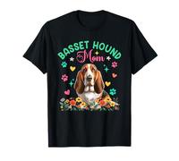 Basset Hound Mamá Día de la Madre Floral Lindo Perro Dueño Grupo Camiseta