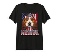 Basset Hound Merica 4th of July Dog Funny Patriotic Flag Camiseta Premium