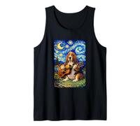 Basset Hound Playing Guitar Whimsical Art Dog Music Camping Camiseta sin Mangas