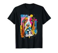 Basset Hound Pop Art Perro Colorido Arte Callejero Abstracto Camiseta