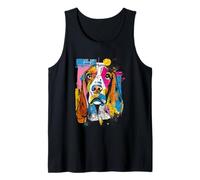 Basset Hound Pop Art Perro Colorido Arte Callejero Abstracto Camiseta sin Mangas